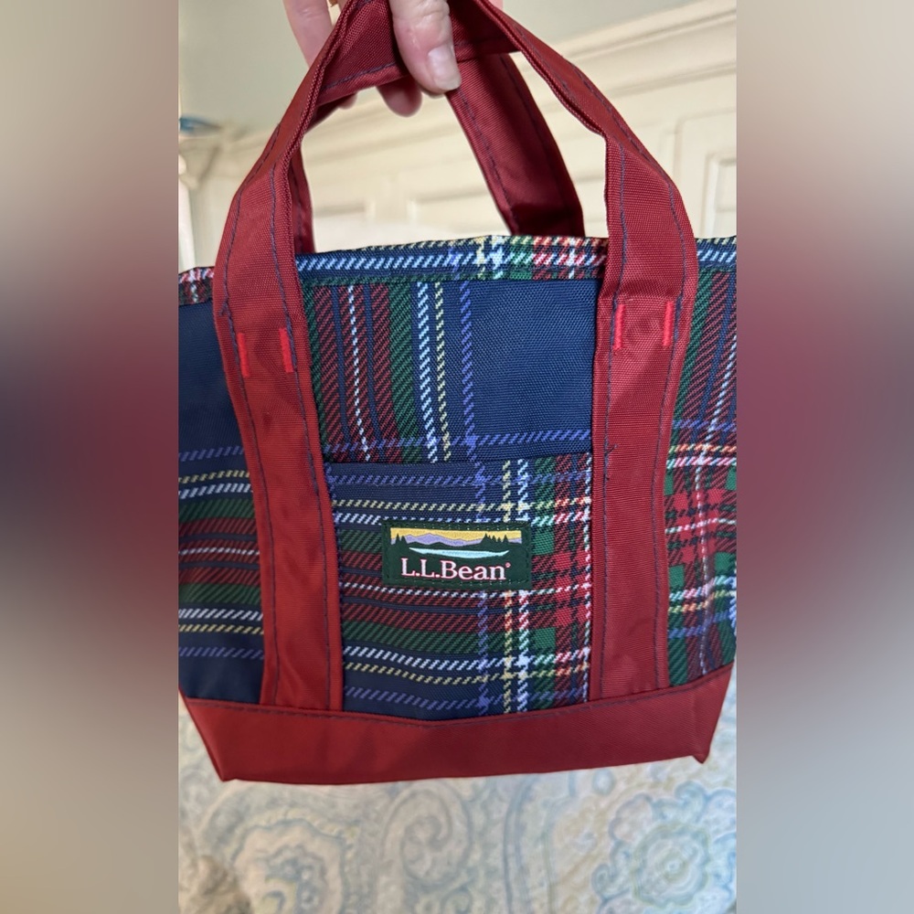 L.L. Bean Mini Small Everyday Plaid Nylon Tote